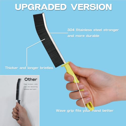 Image of Hard Bristle Crevice Cleaning Brush Multifunctional Corners Gap Cleaning Brush Crevice Cleaning for Household Use (3Pcs Black+3Pcs White)