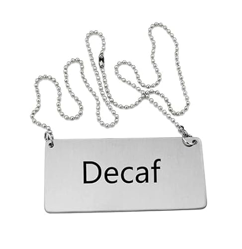 New Star Foodservice 27457 Stainless Steel Chain Sign, (Decaf), 3.5