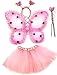 Tante Tina Costume da Farfalla per Bambina - Vestito Farfalla da Bimba in 4 Pezzi: Gonna in Tulle, Ali, Bacchetta e Cerchietto - Rosa Farfalla - Indicato per i Bambini da 2 a 8 Anni