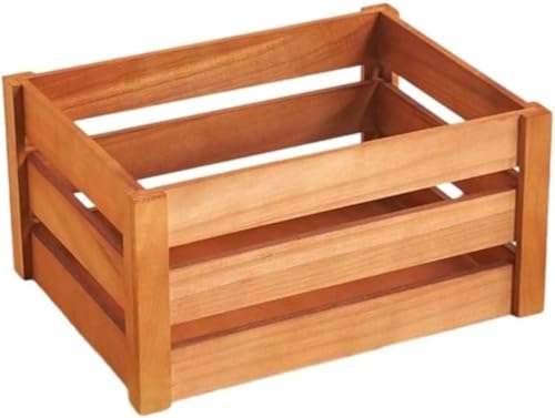 Fiegcit 木箱 収納ボックス 木箱 木製 おしゃれ 小物 ワイン用木箱 ブックキューブ 木製 積み重ね可能 ナチュラルカラー キューブワイン用木箱 ブック 長方形 (レトロブラウン,36*25*18cm)