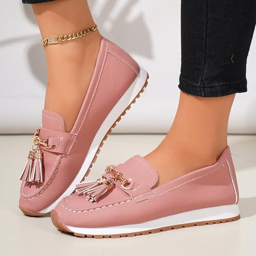 Chaussures plates confortables femme bout fermé design franges chic