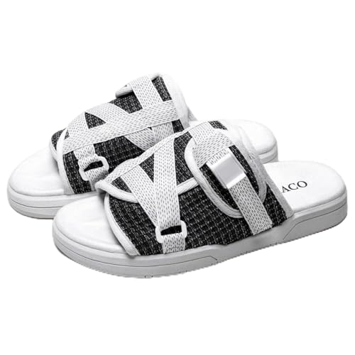 Image of Draco DracoSlides Reflective Slides for Men and Women, Wrapped in Reflective 3M with Adjustable Straps for Wide /Narrow Feet, Sandals with Arch Support & Slip Resistant, Men & Women Footwear, Black