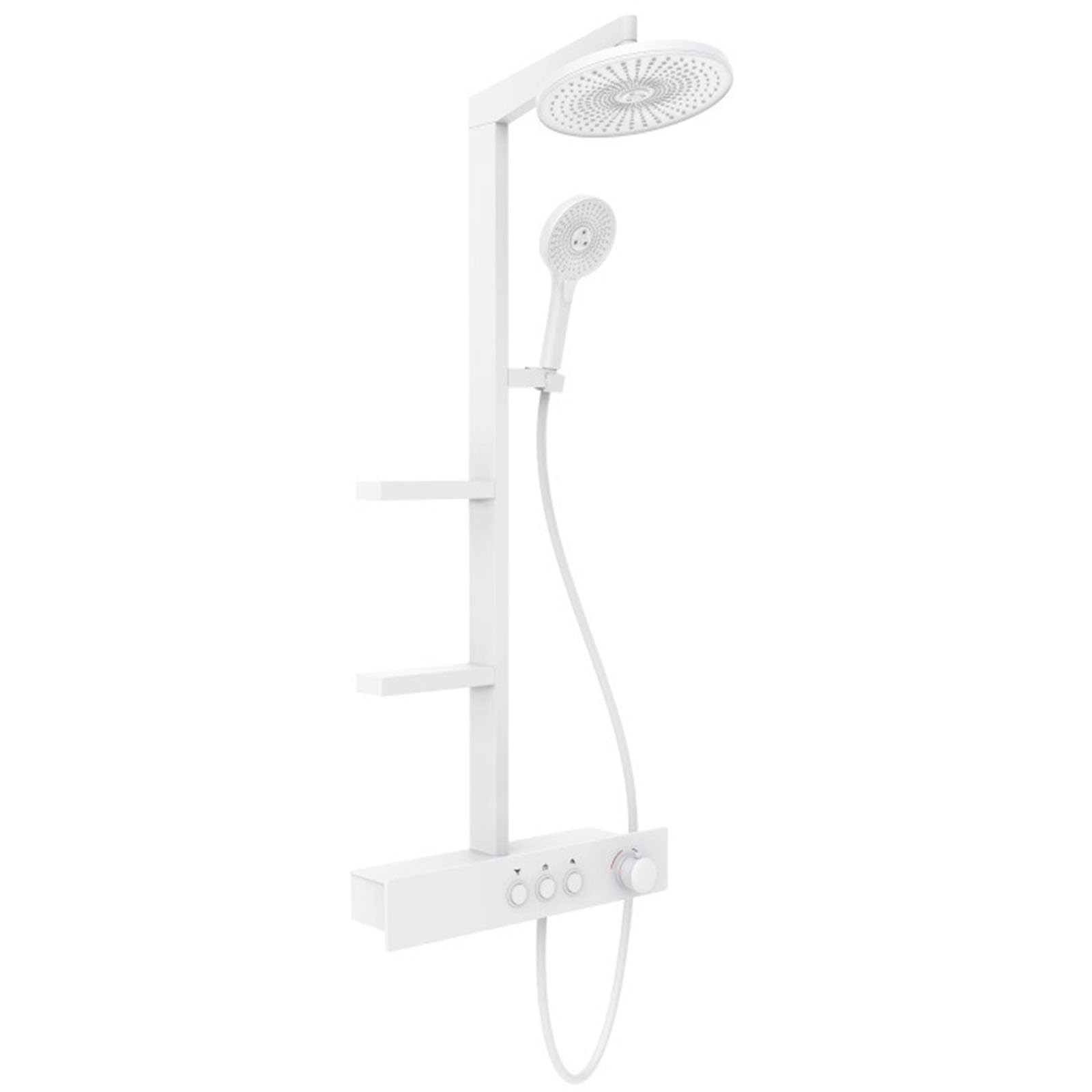 Ensemble de douche à base pivotante et support réglable avec étagère