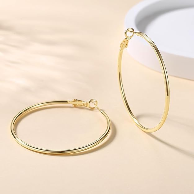 14K Gold Hoop Earrings for Women Trendy Gold Earrings Polished Chunky Hoop Earring Classic Dainty Earring for Women2