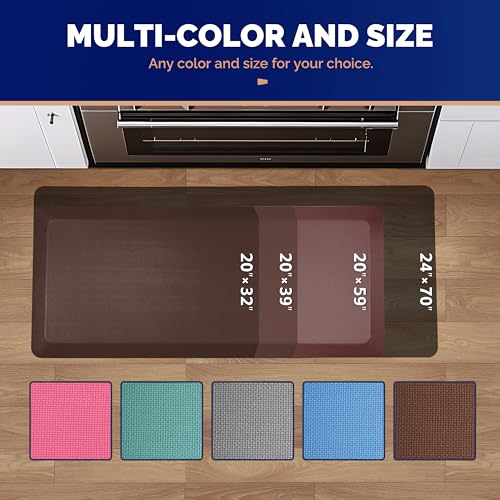Image of FEATOL Anti Fatigue Mat for Standing, 9 /10 Extra Thick Ergonomic Standing Desk Mat, Comfort Memory Foam Standing Mat at Home,Office All Day (20 inch x 32 inch, Brown, 1PC)