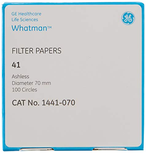 Image of GE Bio-Sciences 1441-070 Cellulose Filter Paper, Circles, Ashless Grade 41, 70 mm Diameter (Pack of 100)
