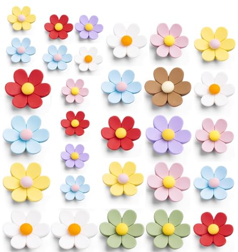 Image of K.K. VillA Beautiful 3D Flower Fridge Magnets for Home & Office | Strong Decorative Magnets for Refrigerator, Locker, Whiteboard & Kitchen Use | Multicolour Floral Design (Pack of 10, All (S+M+L))