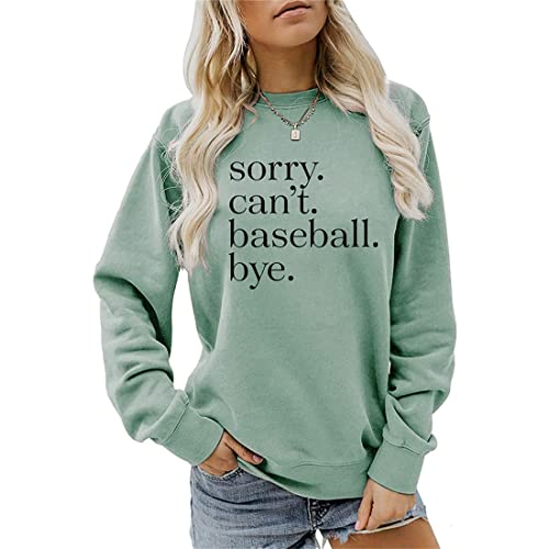 MLZHAN Sorry Can't Baseball Bye Sweatshirts pour femmes Printemps Automne Casual Harajuku Sweat à capuche à manches longues, vert clair, XX-Large