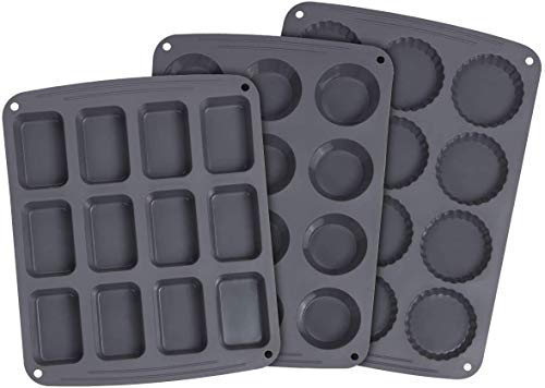 Webake 4 Pack Bakeware Set Silicone Cake Mold Different Molds for Muffin Cupcake Tart Pan Quich Mold