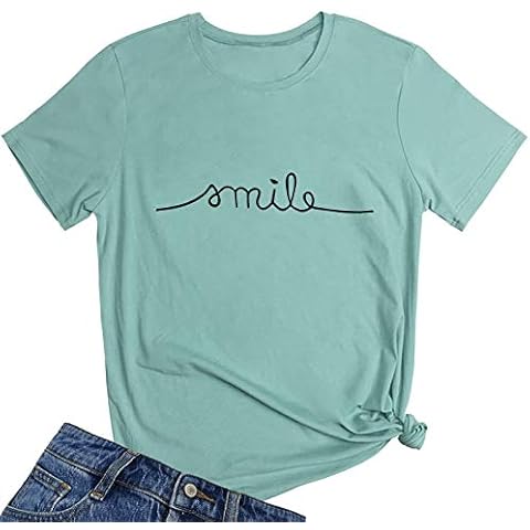 YITAN Women Cute Tees Graphic Tshirts Light Green Large Cover