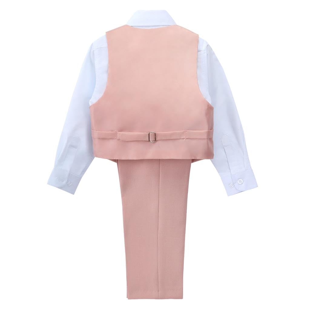 Lito Angels Costume Cintré 5 Pièces pour Garcon - Ensemble de Smoking Élégant pour Mariage & Événements - Tailles 2-13 Ans - Bleu Royal/Vert Émeraude/Rose Poudré​ / Camel