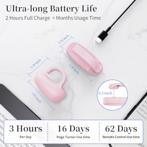 Image of Finger Ring Kindle Page Turner Remote, Rechargeable Wireless Clicker for Kindle Paperwhite, E-Readers & Camera, Perfect for Hands-Free Reading Anywhere, Bed, Treadmill Reading (Pink)
