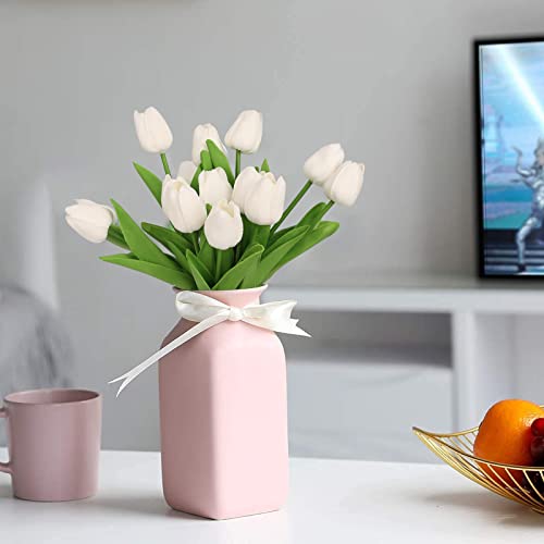 Macting 30Pcs White Artificial Tulip Flowers, Real Touch Fake Flowers Bouquet For Vase, Home, Kitchen, Wedding And Party Decor #TOP2