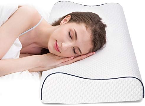 Findigit Ergonomic Cervical Orthopedic Sleep Neck Pillow for Neck Shoulder Pain , Side Sleeper Neck Contour Support Memory Foam Pillow for Side Front Back and Stomach Sleepers