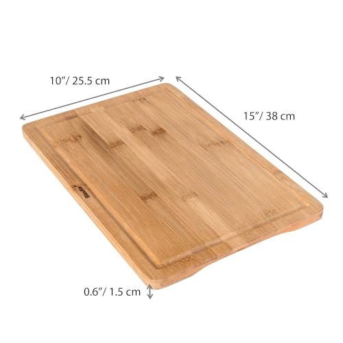 Tabla de Cortar de Madera para Cocina – Tabla de Bambú 38.1x25.4 cm con Ranura para Jugos y Asa – Bandeja de Servicio – BlauKe miniatura 3