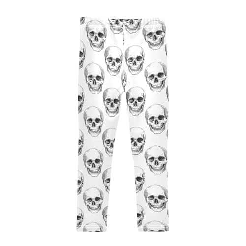 Girls Leggings Skulls White Halloween Soft Toddler Leggings for Girls Kids Pants Size 4T-10T2
