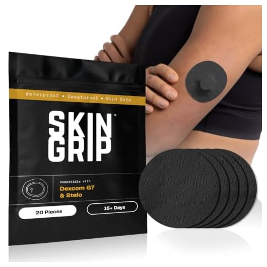 Skin Grip Adhesive Patches Compatible with Dexcom G7 & Stelo CGM – Waterproof & Sweatproof Cover for Continuous Glucose Monitor Sensor, Stays Secure for 10-15 Days – 20 Pack, Black