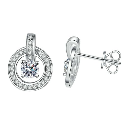 Boucles d'oreilles rondes plaquées argent et pierre Mosan pour femme