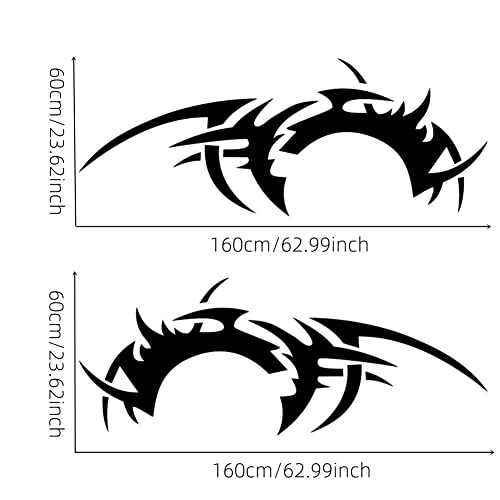 Greceyou 1 Pair Flame Graphics Decals Vinyl Stickers For Car Side Body Door Rear Wheel Fender Diy Racing Sports Decal For Car Truck Suv Rv Off-Road Vehicles, 62.99''X23.62'' (Black) #TOP2