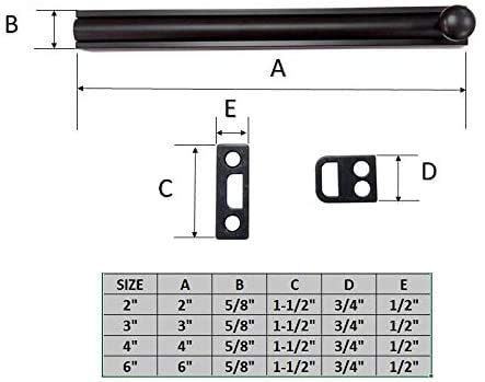 QCAA Solid Brass Surface Bolt 4", Matte Black, Made in Taiwan, 1 Pack, Matte Black (4") - Image 2