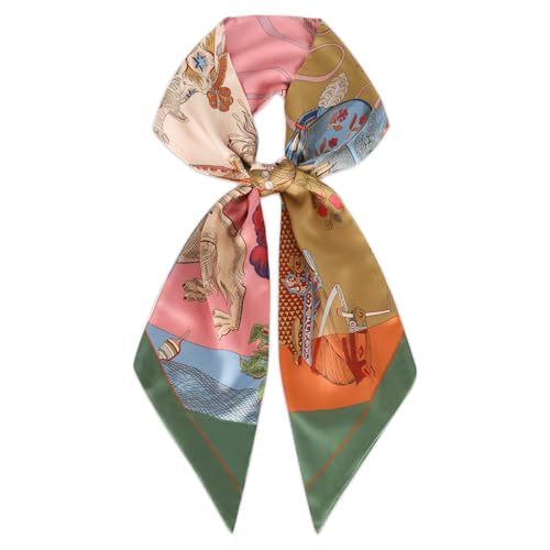 Relang Satin Scarf Mulberry Silk Printed Headband Wrap Hair 7 x 59