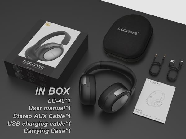 LC40 Hybrid Active Noise Cancelling Wireless Bluetooth Headphones Over Ear, 100H Playtime, EQ Modes, Game Mode, Transparency Mode, Fast Charging, Comfort Fit for Travel/Office/Gaming - Image 8