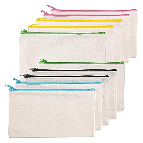 10 Pieces Canvas Zipper Pouch Cover