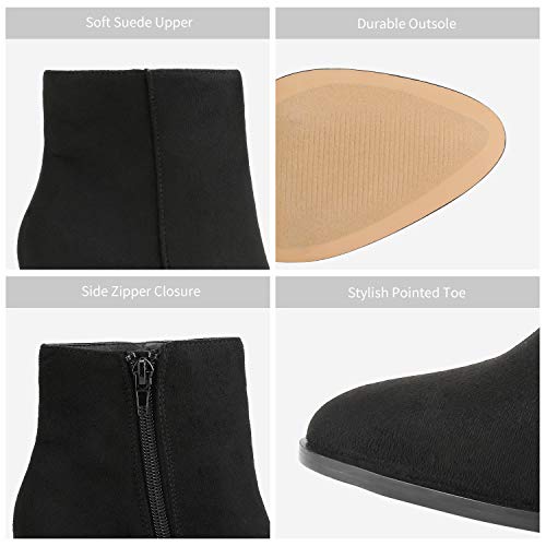 Dream Pairs Women's Black Suede Chunky Block Heel Ankle Booties Size 7.5 B(M) Us Anita #TOP3