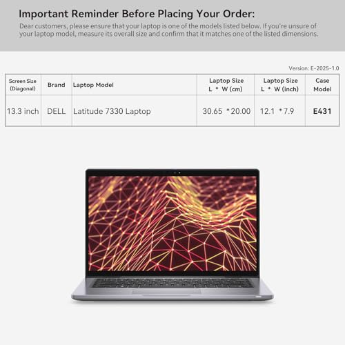 Smatree 13 inch Laptop Sleeve for DELL Latitude 7330, DELL Laptop Case with Accessory Pocket, YKK Zipper, Patented Super Corner Design (E431)2