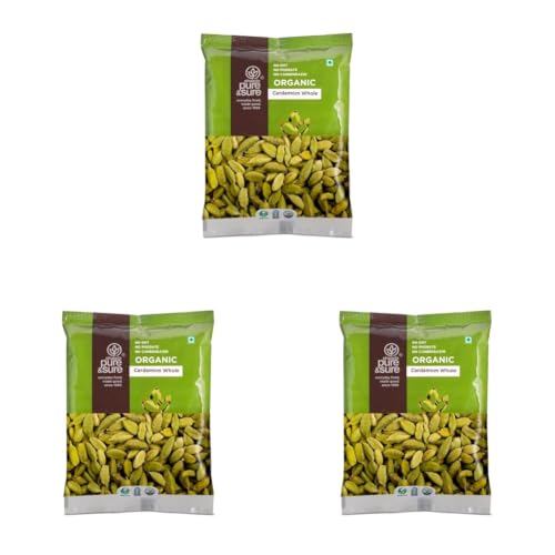 Image of Pure & Sure Organic Pure & Sure Organic Cardamom 7-8mm Bold (Elaichi) 50G | 100% Natural Elaichi Sabut | Rich in Flavour & Aroma | No Artificial Color, No Preservatives (Pack of 3)