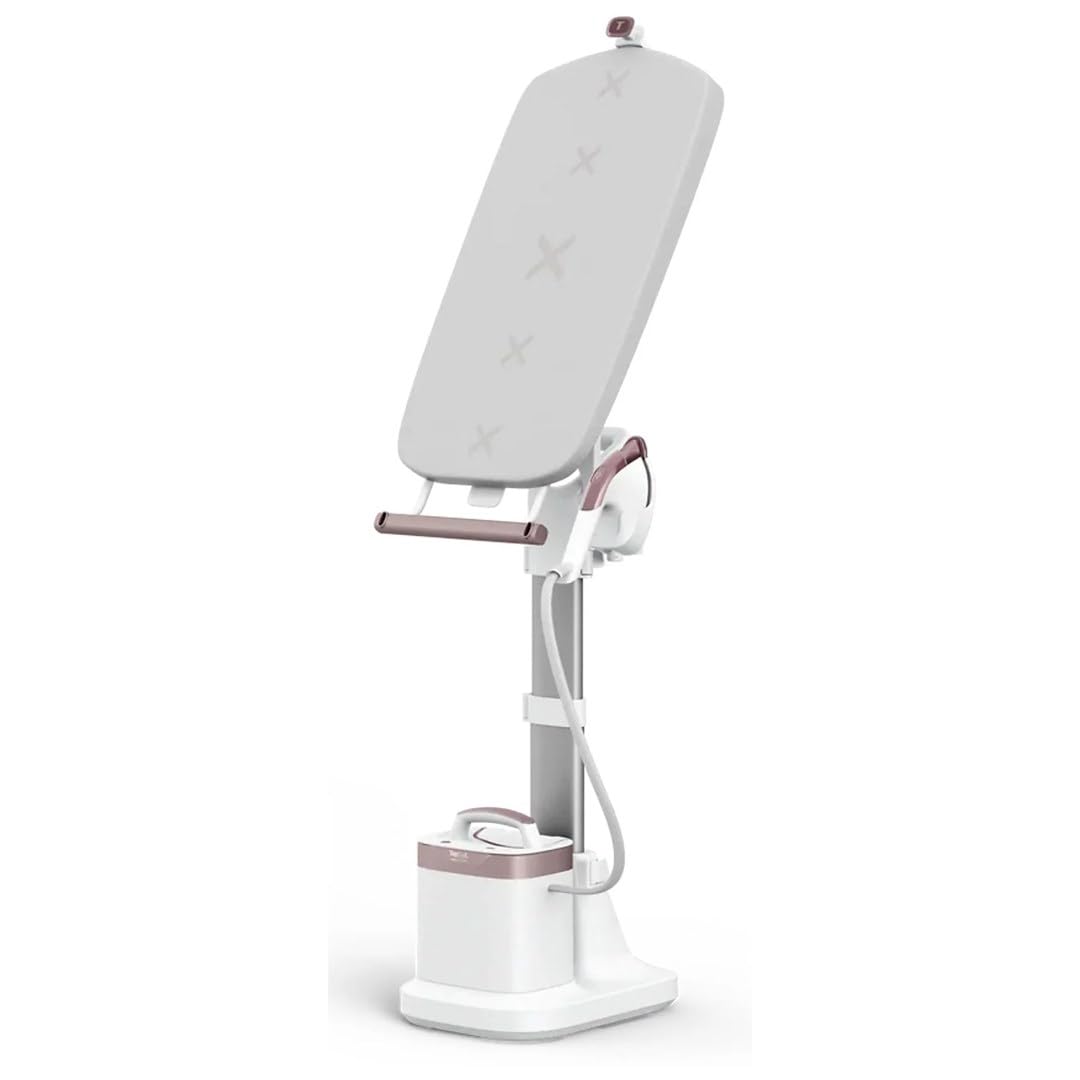 Tefal IXEO Vision QT1811E0 Défroisseur vapeur tout-en-un avec planche multiposition, émission de vapeur jusqu'à 80 g/min, effet pressing de 200 g/min, technologie LED intégrée, base amovible, blanc