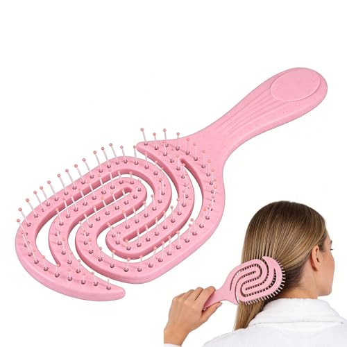 Cepillo desenredante para cabello rizado con cerdas en espiral para peinado en casa