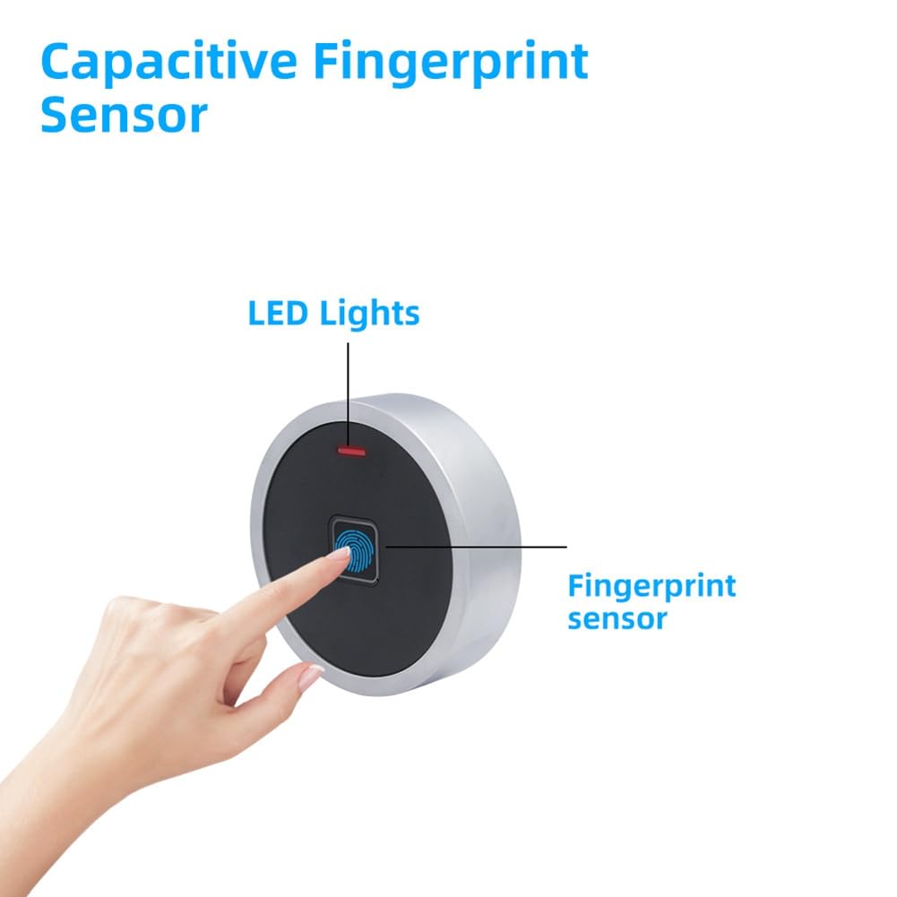 EM-Türzugangskontrolle, integrierter RFID-Stil, rund, Metall, wasserdicht, Entriegelung durch Fingerabdruck/PIN-Code, Einbruchalarm