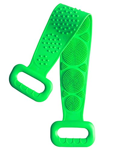 Silicone Bath Body Brush Scrubber Towel Back Shower Long Handle Scrubbing Belt Green
