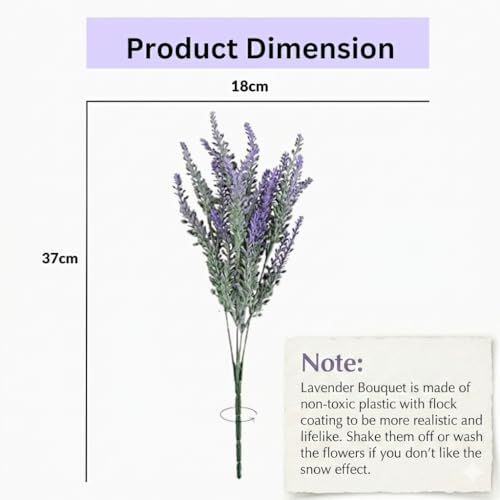 Image of CURATED CART Artificial Lavender Flowers Faux Plants for Vase Pot Home Decor Wedding Kitchen Garden Centerpieces Purple Lavender for Living Room Balcony Office Indoor Outdoor Decorations, 4 PCS