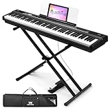 ♪ 88 SEMI-WEIGHTED KEYS - MUSTAR 88 key piano keyboard is with touch-sensitive keys which could reflect every nuance of your touching. Play heavily to get louder tones or play soft for quieter sounds, providing a quality playing experience. Perfect f...