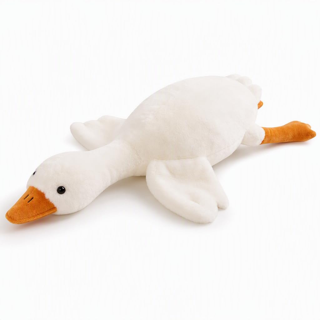 PYuWejn Goose Teddy Plush, 50 cm Goose Pillow, Soft Fluffy Goose Plush Cushion, Soft Fluffy Fabric, PP Cotton Filling, Ideal for Bedroom Decor, Travel Companion, Gifting