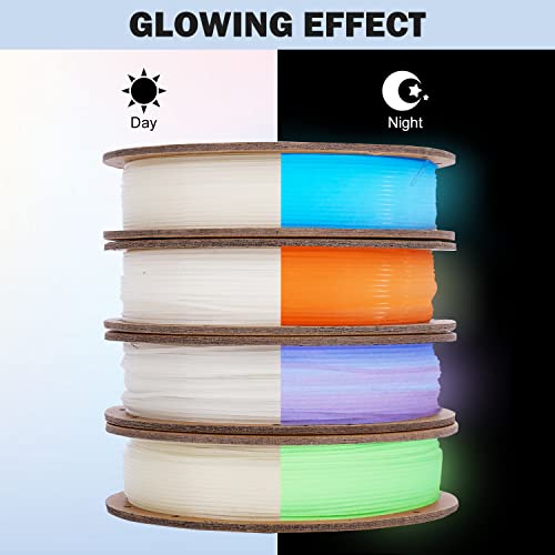 Image of ERYONE Glow in The Dark Multicolor Filament, 3D Printer Filament Bundle PLA 1.75mm, -0.03mm, 250g*4 Pack /Spool