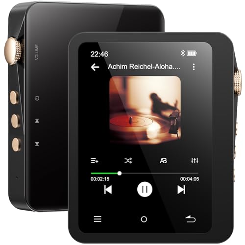 MECHEN Hi-Res Lettore MP3 Bluetooth, 128GB DAP ad Alta Risoluzione, DSD DAC FLAC Audio HIFI, Schermo Tattile, Lettore Musicale Portatile con Custodia in Pelle