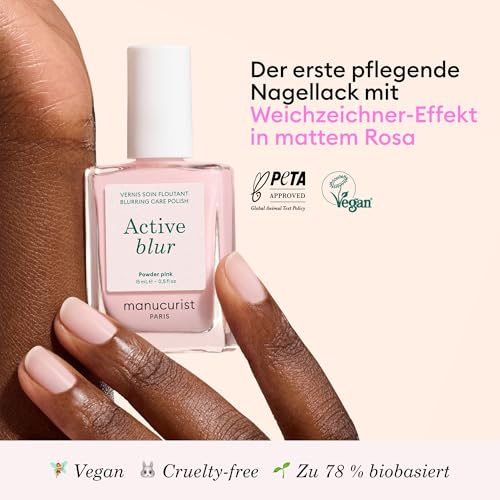 Manucurist Active Blur™ Nagellack – Weichzeichnende Nagelpflege & Nagelhärter – Nagellack Schnelltrocknend mit puderrosa Matt-Finish – Pflegender Nail Polish – Für Glatte, Gestärkte Nägel – Vegan