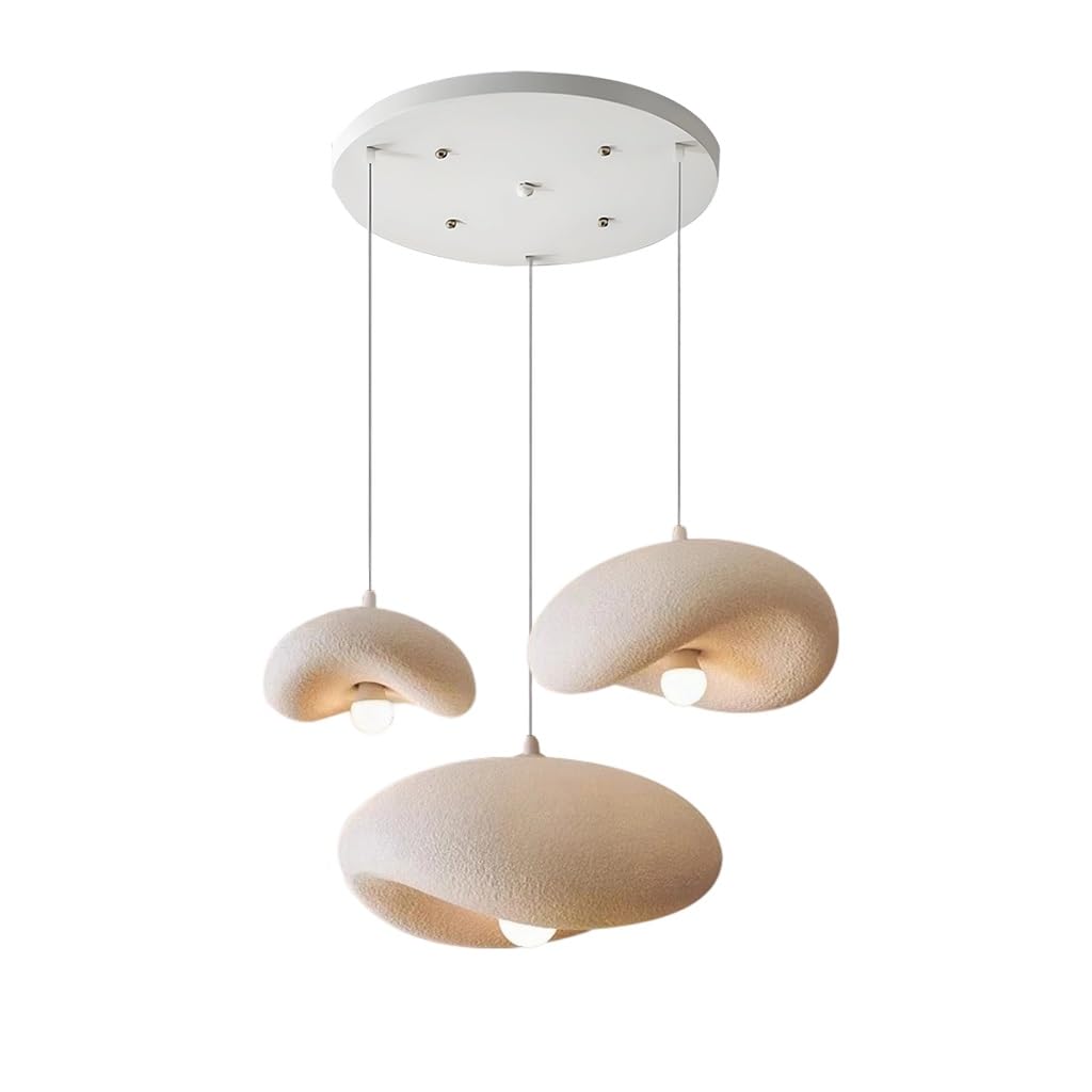 Lampadario In Stile Wabi Sabi Lampada A Sospensione In Polietilene Ad Alta Densità E27 Lampada A Sospensione Regolabile In Altezza Adatta Alla Sala Da Pranzo Soggiorno Camera Da Letto(Triple hea