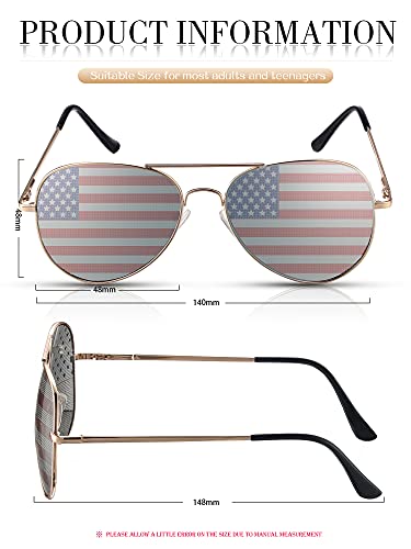 Frienda 6 Pairs American Patriotic Flag Beach Sunglasses, Classic USA Sunglasses with Red, Blue, and White Pattern, 3 Frame Colors (Gold, Black, Silver), UV Protection Coating, Unisex Adult2