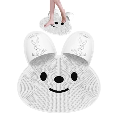 Pieds de douche - Exfoliant pour le dos - Tapis de massage en silicone antidérapant - Brosse de bain de lapin mignonne pour nettoyer les pieds - Exfoliant pour détendre le corps, les bras, les jambes