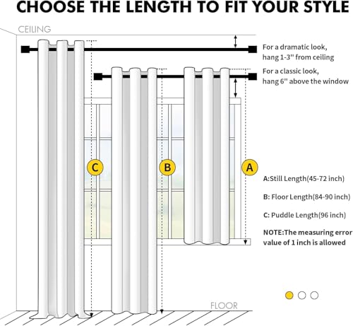 Image of MIULEE Blackout Curtains for Bedroom 2 Panels 40 x 84 Inch Long Silver | Thermal Insulated, Living Room Darkening Grommet Drapes, Noise Reducing, Light Blocking Window Treatments