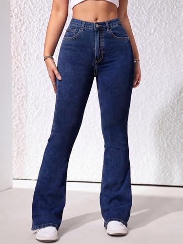 Image of Tagas High Waist Bootcut Fit Denim Jeans for Women | Stretchable Slim Fit Flared Jeans|Relaxed Fit Pant|Jeans for Womens|