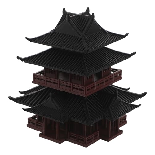 FUTUREORYY Escultura Pagoda Miniatura de 10x10x10 Cm, Figura Decoración Jardín Zen Asiático, Adorno Bonsái Japonés para Micro Paisajes y Acuarios, Estatua Pabellón Chino en Resina