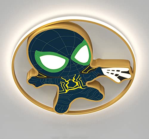 LED Plafonnier Lampe pour chambre d'enfant Spiderman dimmable salon luminaire de plafond avec télécommande, Créatif Marvel lustre chambre à coucher bébé fille garçon éclairage moderne (noir, 57cm)