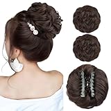 HMD 2PCS Messy Bun Hair Piece Claw Clip Messy Bun Hair Piece Curly Wavy Faux Hair Bun Tousled Updo Hair Extensions Scrunchie Chignon Buns Hair pieces for Women (6#)