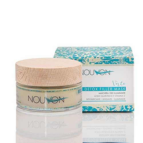 DETOX FILLER MASK | Nouvon | Bio-Gesichtsmaske mit Vitamin C, reiner Hyaluronsäure und Ton reinigt Akne und Mitesser, reduziert Poren und Falten 100% ORGANIC zertifiziert Nickel getestet