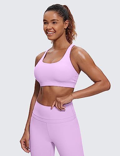 Image of CRZ YOGA Naked Feeling Strappy Sports Bras Lilac X-Small | Medium Support, Removable Pads, Yoga, Sleek, Scoop Neck, for Women